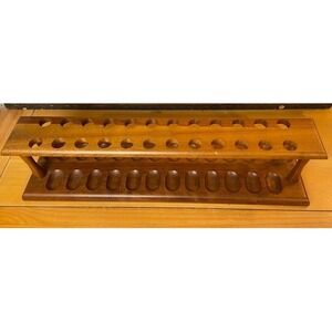 Decatur Industries Genuine Walnut 24 Pipe Rack Stand Vintage DECO Wood Display